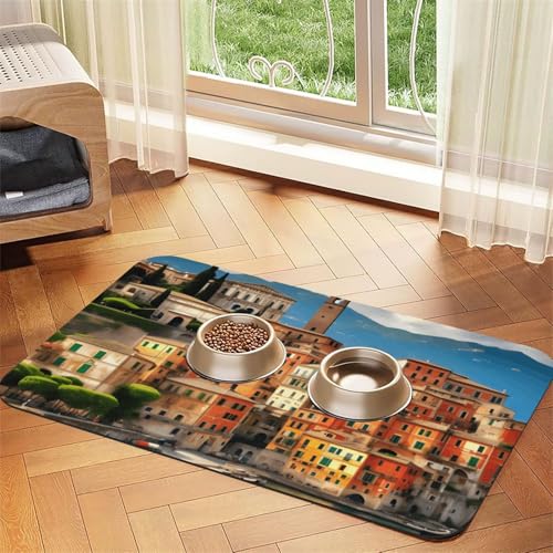 Futtermatte mit schönem Italien-Druck, saugfähig, rutschfest, PU-Leder, Futtermatte für Hunde und Katzen, Gummiunterseite Futtermatte mit schönem Italien-Druck, saugfähig, rutschfest, PU-Leder, Futtermatte für Hunde und Katzen, Gummiunterseite von GaxfjRu