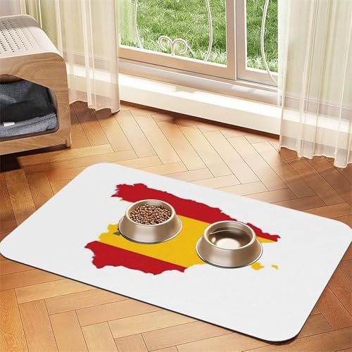 Futtermatte mit spanischer Flagge, saugfähig, rutschfest, PU-Leder, für Hunde und Katzen, Gummiunterseite Futtermatte mit spanischer Flagge, saugfähig, rutschfest, PU-Leder, für Hunde und Katzen, Gummiunterseite von GaxfjRu