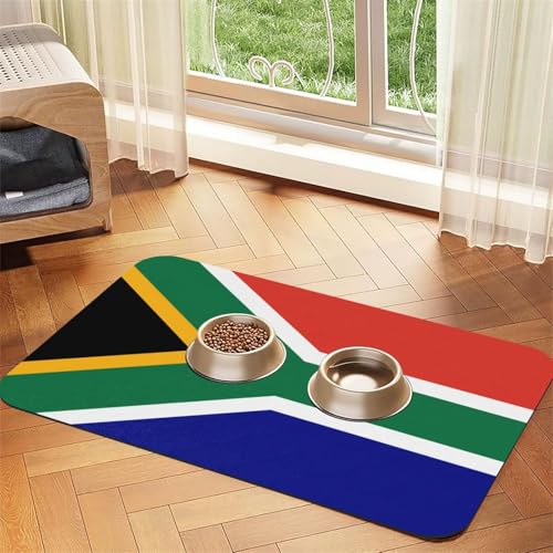 Futtermatte mit südafrikanischer Flagge, saugfähig, rutschfest, PU-Leder, Futtermatte für Hunde und Katzen, Gummiunterseite Futtermatte mit südafrikanischer Flagge, saugfähig, rutschfest, PU-Leder, Futtermatte für Hunde und Katzen, Gummiunterseite von GaxfjRu