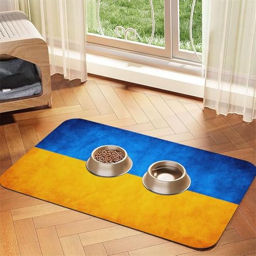 Futtermatte mit ukrainischer Flagge, saugfähig, rutschfest, PU-Leder, Futtermatte für Hunde und Katzen, Gummiunterseite Futtermatte mit ukrainischer Flagge, saugfähig, rutschfest, PU-Leder, Futtermatte für Hunde und Katzen, Gummiunterseite von GaxfjRu