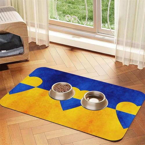 Futtermatte mit ukrainischer Flagge, saugfähig, rutschfest, PU-Leder, Futtermatte für Hunde und Katzen, Gummiunterseite Futtermatte mit ukrainischer Flagge, saugfähig, rutschfest, PU-Leder, Futtermatte für Hunde und Katzen, Gummiunterseite von GaxfjRu