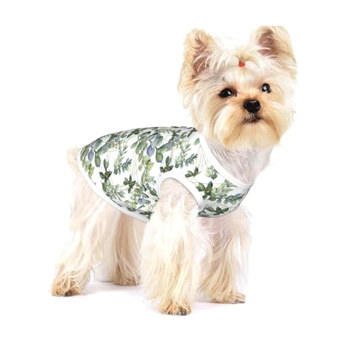 Grünes Eukalyptusblätter-Druck, leichtes Tanktop für Hunde, Hunde-Shirts für kleine Hunde, dehnbare T-Shirts, ärmellose Weste Grünes Eukalyptusblätter-Druck, leichtes Tanktop für Hunde, Hunde-Shirts für kleine Hunde, dehnbare T-Shirts, ärmellose Weste von GaxfjRu