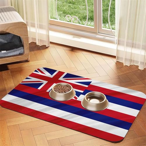 Haustierfuttermatte, Motiv: Flagge von Hawaii, saugfähig, rutschfest, PU-Leder, für Hunde und Katzen, Gummiunterseite Haustierfuttermatte, Motiv: Flagge von Hawaii, saugfähig, rutschfest, PU-Leder, für Hunde und Katzen, Gummiunterseite von GaxfjRu