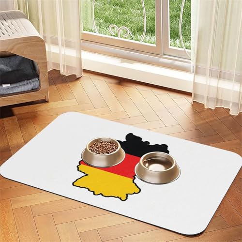 Haustierfuttermatte mit Deutschland-Flagge, saugfähig, rutschfest, PU-Leder, Futtermatte für Hunde und Katzen, Gummiunterseite Haustierfuttermatte mit Deutschland-Flagge, saugfähig, rutschfest, PU-Leder, Futtermatte für Hunde und Katzen, Gummiunterseite von GaxfjRu
