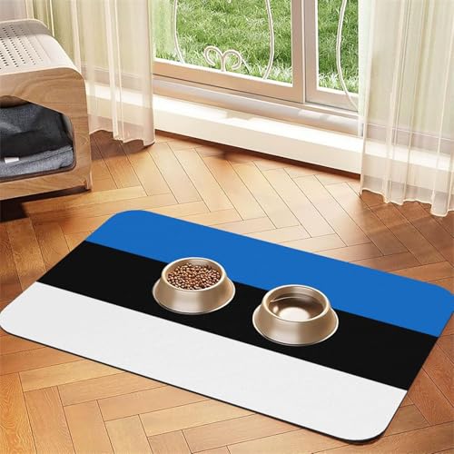 Haustierfuttermatte mit Estland-Motiv, saugfähig, rutschfest, PU-Leder, Futtermatte für Hunde und Katzen, Gummiunterseite Haustierfuttermatte mit Estland-Motiv, saugfähig, rutschfest, PU-Leder, Futtermatte für Hunde und Katzen, Gummiunterseite von GaxfjRu