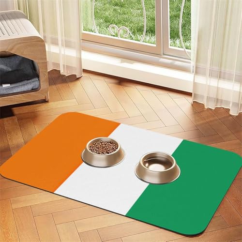 Haustierfuttermatte mit Flagge der Elfenbeinküste, saugfähig, rutschfest, PU-Leder, Futtermatte für Hunde und Katzen, Gummiunterseite Haustierfuttermatte mit Flagge der Elfenbeinküste, saugfähig, rutschfest, PU-Leder, Futtermatte für Hunde und Katzen, Gummiunterseite von GaxfjRu