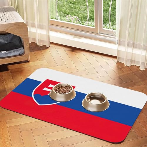 Haustierfuttermatte mit Flagge der Slowakei, saugfähig, rutschfest, PU-Leder, Futtermatte für Hunde und Katzen, Gummiunterseite Haustierfuttermatte mit Flagge der Slowakei, saugfähig, rutschfest, PU-Leder, Futtermatte für Hunde und Katzen, Gummiunterseite von GaxfjRu