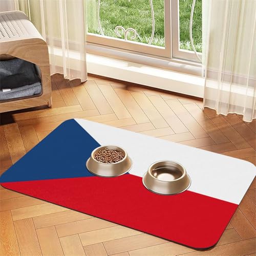 Haustierfuttermatte mit Flagge der Tschechischen Republik, saugfähig, rutschfest, PU-Leder, Futtermatte für Hunde und Katzen, Gummiunterseite Haustierfuttermatte mit Flagge der Tschechischen Republik, saugfähig, rutschfest, PU-Leder, Futtermatte für Hunde und Katzen, Gummiunterseite von GaxfjRu