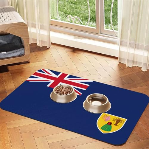 Haustierfuttermatte mit Flagge der Turks- und Caicosinseln, saugfähig, rutschfest, PU-Leder, Futtermatte für Hunde und Katzen, Gummiunterseite Haustierfuttermatte mit Flagge der Turks- und Caicosinseln, saugfähig, rutschfest, PU-Leder, Futtermatte für Hunde und Katzen, Gummiunterseite von GaxfjRu