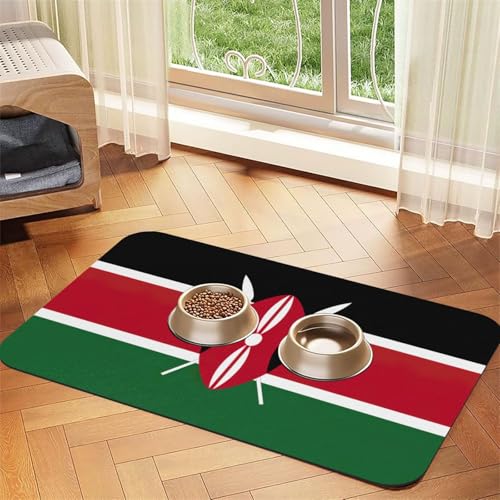 Haustierfuttermatte mit Flagge von Kenia, saugfähig, rutschfest, PU-Leder, Futtermatte für Hunde und Katzen, Gummiunterseite Haustierfuttermatte mit Flagge von Kenia, saugfähig, rutschfest, PU-Leder, Futtermatte für Hunde und Katzen, Gummiunterseite von GaxfjRu