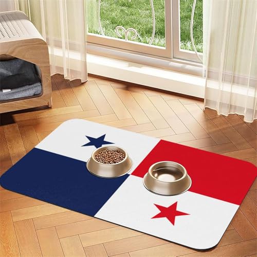 Haustierfuttermatte mit Flagge von Panama, saugfähig, rutschfest, PU-Leder, Futtermatte für Hunde und Katzen, Gummiunterseite Haustierfuttermatte mit Flagge von Panama, saugfähig, rutschfest, PU-Leder, Futtermatte für Hunde und Katzen, Gummiunterseite von GaxfjRu