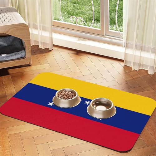 Haustierfuttermatte mit Flagge von Venezuela, saugfähig, rutschfest, PU-Leder, Futtermatte für Hunde und Katzen, Gummiunterseite Haustierfuttermatte mit Flagge von Venezuela, saugfähig, rutschfest, PU-Leder, Futtermatte für Hunde und Katzen, Gummiunterseite von GaxfjRu