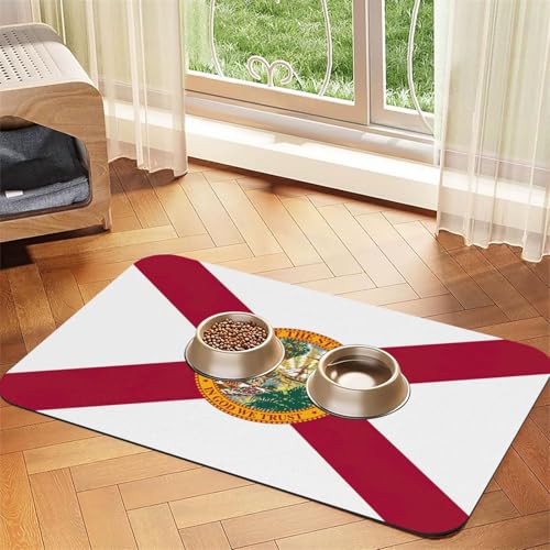 Haustierfuttermatte mit Florida-Flagge, saugfähig, rutschfest, PU-Leder, Futtermatte für Hunde und Katzen, Gummiunterseite Haustierfuttermatte mit Florida-Flagge, saugfähig, rutschfest, PU-Leder, Futtermatte für Hunde und Katzen, Gummiunterseite von GaxfjRu