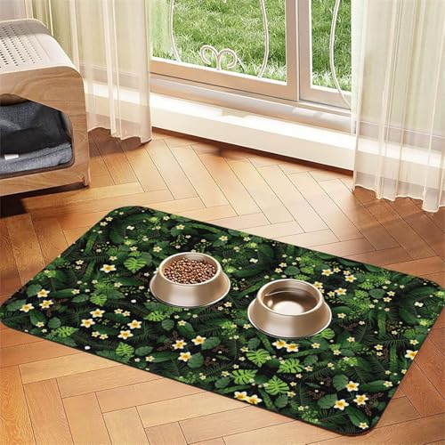 Haustierfuttermatte mit Hawaii-Druck, saugfähig, rutschfest, PU-Leder, Futtermatte für Hunde und Katzen, Gummiunterseite Haustierfuttermatte mit Hawaii-Druck, saugfähig, rutschfest, PU-Leder, Futtermatte für Hunde und Katzen, Gummiunterseite von GaxfjRu