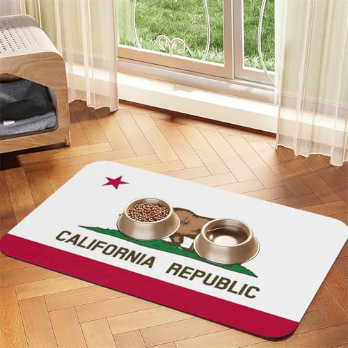 Haustierfuttermatte mit Kalifornien-Flagge, saugfähig, rutschfest, PU-Leder, Futtermatte für Hunde und Katzen, Gummiunterseite Haustierfuttermatte mit Kalifornien-Flagge, saugfähig, rutschfest, PU-Leder, Futtermatte für Hunde und Katzen, Gummiunterseite von GaxfjRu