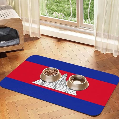 Haustierfuttermatte mit Kambodscha-Flagge, saugfähig, rutschfest, PU-Leder, Futtermatte für Hunde und Katzen, Gummiunterseite Haustierfuttermatte mit Kambodscha-Flagge, saugfähig, rutschfest, PU-Leder, Futtermatte für Hunde und Katzen, Gummiunterseite von GaxfjRu