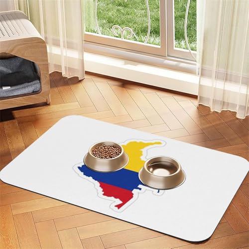 Haustierfuttermatte mit Kolumbien-Flagge, saugfähig, rutschfest, PU-Leder, Futtermatte für Hunde und Katzen, Gummiunterseite Haustierfuttermatte mit Kolumbien-Flagge, saugfähig, rutschfest, PU-Leder, Futtermatte für Hunde und Katzen, Gummiunterseite von GaxfjRu