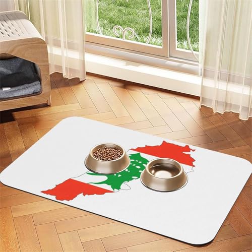 Haustierfuttermatte mit Libanon-Flagge, saugfähig, rutschfest, PU-Leder, Futtermatte für Hunde und Katzen, Gummiunterseite Haustierfuttermatte mit Libanon-Flagge, saugfähig, rutschfest, PU-Leder, Futtermatte für Hunde und Katzen, Gummiunterseite von GaxfjRu