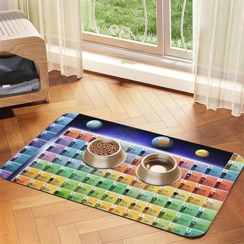 Haustierfuttermatte mit Periodensystem der Elemente, saugfähig, rutschfest, PU-Leder, Futtermatte für Hunde und Katzen, Gummiunterseite Haustierfuttermatte mit Periodensystem der Elemente, saugfähig, rutschfest, PU-Leder, Futtermatte für Hunde und Katzen, Gummiunterseite von GaxfjRu