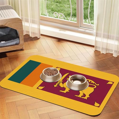 Haustierfuttermatte mit Sri Lanka-Flagge, saugfähig, rutschfest, PU-Leder, Futtermatte für Hunde und Katzen, Gummiunterseite Haustierfuttermatte mit Sri Lanka-Flagge, saugfähig, rutschfest, PU-Leder, Futtermatte für Hunde und Katzen, Gummiunterseite von GaxfjRu