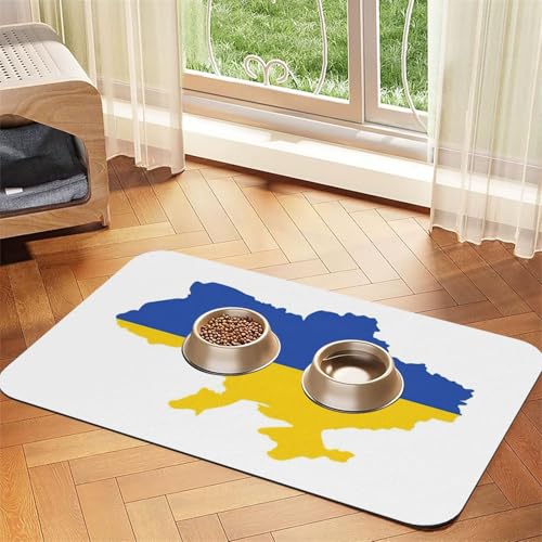 Haustierfuttermatte mit Ukraine-Flagge, saugfähig, rutschfest, PU-Leder, Futtermatte für Hunde und Katzen, Gummiunterseite Haustierfuttermatte mit Ukraine-Flagge, saugfähig, rutschfest, PU-Leder, Futtermatte für Hunde und Katzen, Gummiunterseite von GaxfjRu
