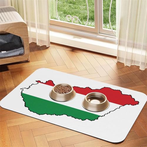 Haustierfuttermatte mit Ungarn-Flagge, saugfähig, rutschfest, PU-Leder, Futtermatte für Hunde und Katzen, Gummiunterseite Haustierfuttermatte mit Ungarn-Flagge, saugfähig, rutschfest, PU-Leder, Futtermatte für Hunde und Katzen, Gummiunterseite von GaxfjRu