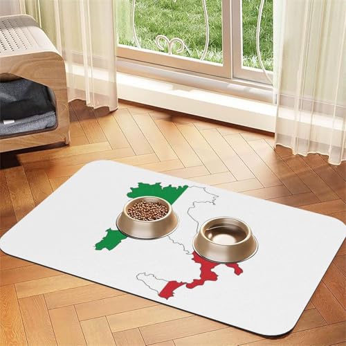 Haustierfuttermatte mit italienischer Flagge, saugfähig, rutschfest, PU-Leder, Futtermatte für Hunde und Katzen, Gummiunterseite Haustierfuttermatte mit italienischer Flagge, saugfähig, rutschfest, PU-Leder, Futtermatte für Hunde und Katzen, Gummiunterseite von GaxfjRu