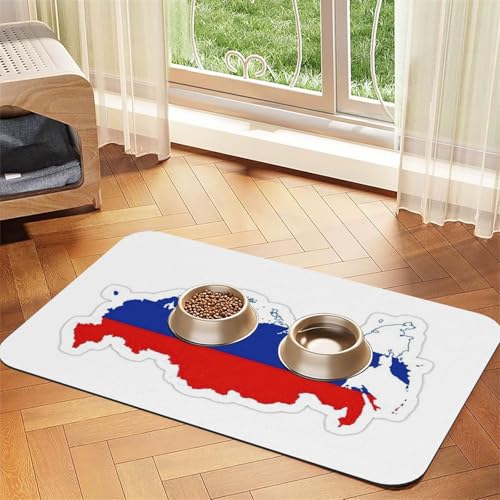Haustierfuttermatte mit russischer Flagge, saugfähig, rutschfest, PU-Leder, Futtermatte für Hunde und Katzen, Gummiunterseite Haustierfuttermatte mit russischer Flagge, saugfähig, rutschfest, PU-Leder, Futtermatte für Hunde und Katzen, Gummiunterseite von GaxfjRu