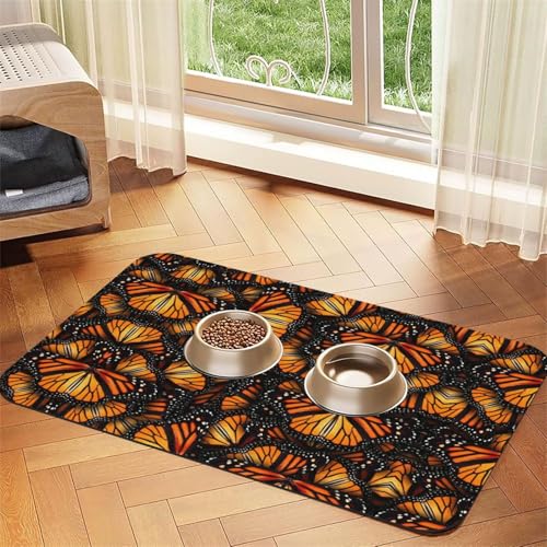 Heaps of Orange Monarch Butterflies Print Pet Food Mat Absorbent Non Slip PU Leather Feeding Mat for Dogs Cats Rubber Bottom Heaps of Orange Monarch Butterflies Print Pet Food Mat Absorbent Non Slip PU Leather Feeding Mat for Dogs Cats Rubber Bottom von GaxfjRu