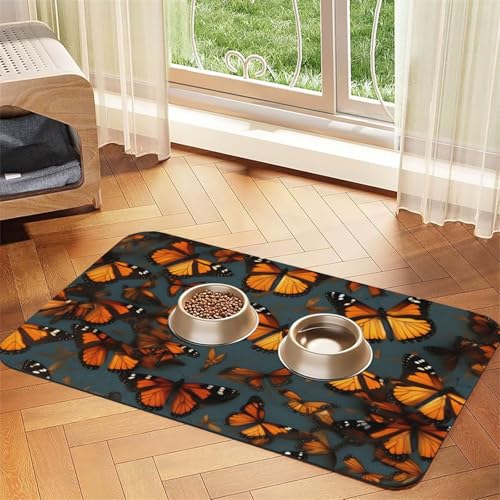 Heaps of Orange Monarch Butterflies Print Pet Food Mat Absorbent Non Slip PU Leather Feeding Mat for Dogs Cats Rubber Bottom Heaps of Orange Monarch Butterflies Print Pet Food Mat Absorbent Non Slip PU Leather Feeding Mat for Dogs Cats Rubber Bottom von GaxfjRu