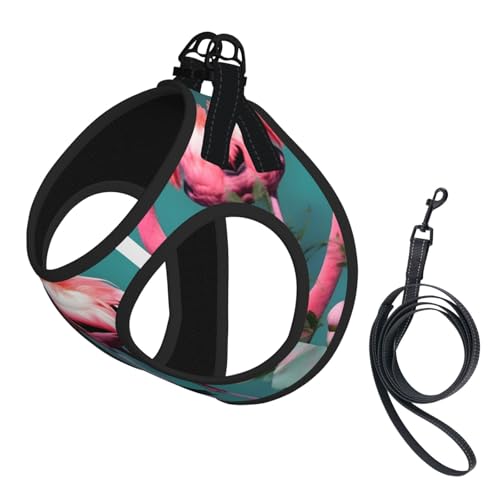 Hundegeschirr und Leine, Flamingo-Motiv, reflektierend, verstellbar, für kleine, mittelgroße und große Hunde Hundegeschirr und Leine, Flamingo-Motiv, reflektierend, verstellbar, für kleine, mittelgroße und große Hunde von GaxfjRu