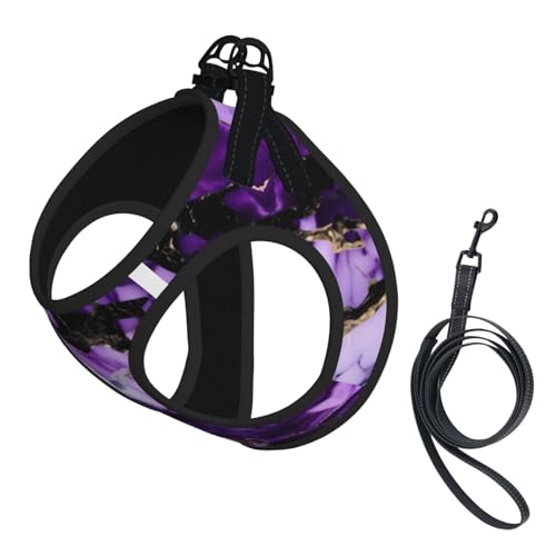 Hundegeschirr und Leine, Marmordruck, reflektierend, verstellbar, für kleine, mittelgroße und große Hunde, Katzen, Violett Hundegeschirr und Leine, Marmordruck, reflektierend, verstellbar, für kleine, mittelgroße und große Hunde, Katzen, Violett von GaxfjRu