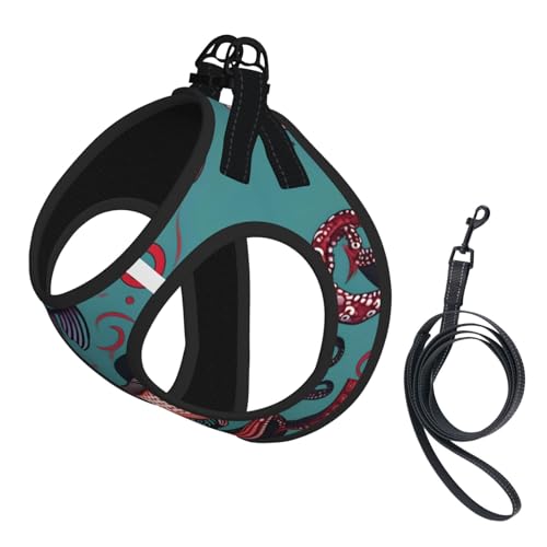 Hundegeschirr und Leine, Set mit Fisch und Oktopus, reflektierend, verstellbar, Welpenweste für kleine, mittelgroße und große Hunde, Katzen Hundegeschirr und Leine, Set mit Fisch und Oktopus, reflektierend, verstellbar, Welpenweste für kleine, mittelgroße und große Hunde, Katzen von GaxfjRu