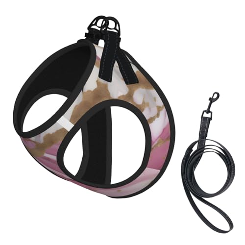 Hundegeschirr und Leine, Set mit Marmormuster, reflektierend, verstellbar, für kleine, mittelgroße und große Hunde, Katzen, Rosa / Weiß Hundegeschirr und Leine, Set mit Marmormuster, reflektierend, verstellbar, für kleine, mittelgroße und große Hunde, Katzen, Rosa / Weiß von GaxfjRu