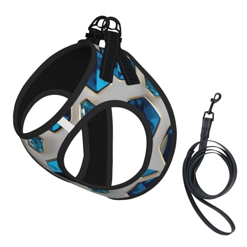Hundegeschirr und Leine, Set mit blauen Sechsecken und Diamanten, reflektierend, verstellbar, Welpenweste für kleine, mittelgroße und große Hunde, Katzen Hundegeschirr und Leine, Set mit blauen Sechsecken und Diamanten, reflektierend, verstellbar, Welpenweste für kleine, mittelgroße und große Hunde, Katzen von GaxfjRu