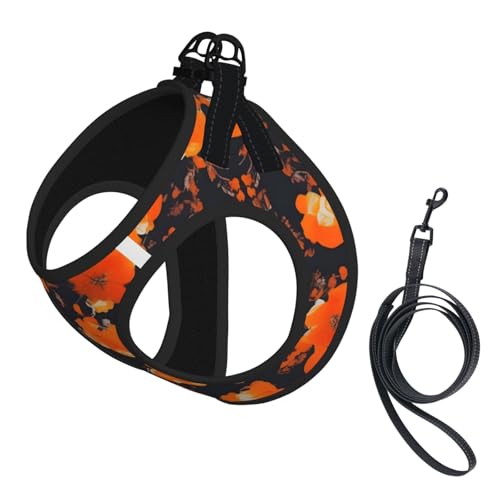 Hundegeschirr und Leine, Set mit kunstvollem Blumendruck, reflektierend, verstellbar, Welpenweste für kleine, mittelgroße und große Hunde, Katzen Hundegeschirr und Leine, Set mit kunstvollem Blumendruck, reflektierend, verstellbar, Welpenweste für kleine, mittelgroße und große Hunde, Katzen von GaxfjRu
