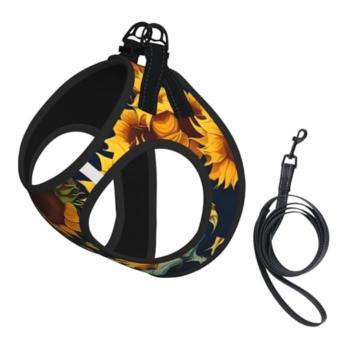 Hundegeschirr und Leine, Set mit schönem Sonnenblumendruck, reflektierend, verstellbar, für kleine, mittelgroße und große Hunde, Katzen Hundegeschirr und Leine, Set mit schönem Sonnenblumendruck, reflektierend, verstellbar, für kleine, mittelgroße und große Hunde, Katzen von GaxfjRu