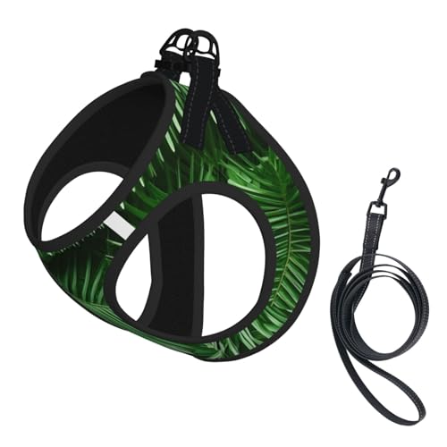 Hundegeschirr und Leine, Set mit süßem grünen Palmblättern, reflektierend, verstellbar, für kleine, mittelgroße und große Hunde, Katzen Hundegeschirr und Leine, Set mit süßem grünen Palmblättern, reflektierend, verstellbar, für kleine, mittelgroße und große Hunde, Katzen von GaxfjRu
