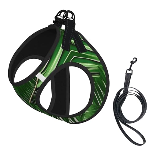 Hundegeschirr und Leine, Set mit üppigen grünen Palmenblättern, reflektierend, verstellbar, Welpenweste für kleine, mittelgroße und große Hunde, Katzen Hundegeschirr und Leine, Set mit üppigen grünen Palmenblättern, reflektierend, verstellbar, Welpenweste für kleine, mittelgroße und große Hunde, Katzen von GaxfjRu
