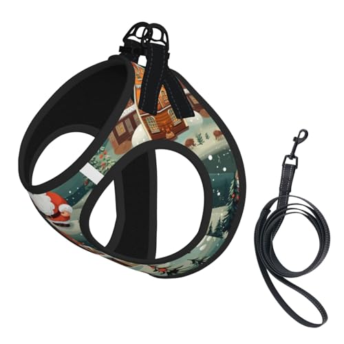 Hundegeschirr und Leine, Weihnachtsdorfdruck, reflektierend, verstellbar, Welpenweste für kleine, mittelgroße und große Hunde, Katzen Hundegeschirr und Leine, Weihnachtsdorfdruck, reflektierend, verstellbar, Welpenweste für kleine, mittelgroße und große Hunde, Katzen von GaxfjRu