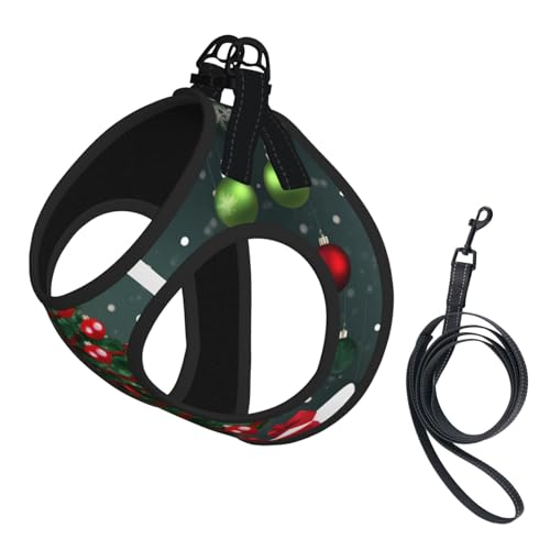 Hundegeschirr und Leine Set mit Weihnachtsbaum- und Balldruck - Reflektierende und verstellbare Weste für kleine, mittlere und große Hunde Hundegeschirr und Leine Set mit Weihnachtsbaum- und Balldruck - Reflektierende und verstellbare Weste für kleine, mittlere und große Hunde von GaxfjRu