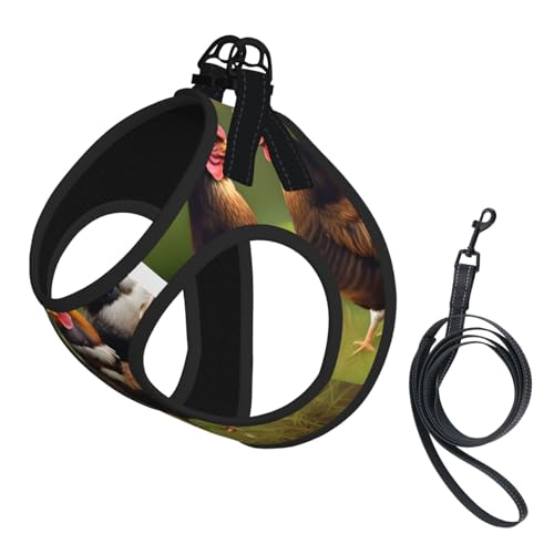 Hundegeschirr und Leine mit Hahnaufdruck, reflektierend, verstellbar, für kleine, mittelgroße und große Hunde Hundegeschirr und Leine mit Hahnaufdruck, reflektierend, verstellbar, für kleine, mittelgroße und große Hunde von GaxfjRu