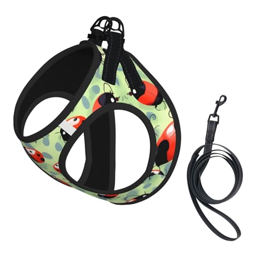 Hundegeschirr und Leine mit Marienkäfer-Aufdruck, reflektierend, verstellbar, für kleine, mittelgroße und große Hunde Hundegeschirr und Leine mit Marienkäfer-Aufdruck, reflektierend, verstellbar, für kleine, mittelgroße und große Hunde von GaxfjRu