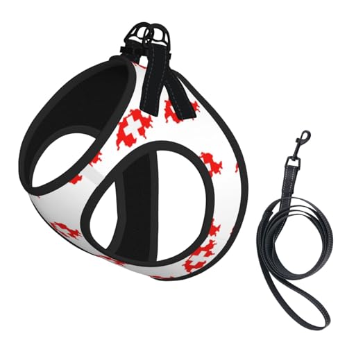 Hundegeschirr und Leine mit Schweizer Flagge, reflektierend, verstellbar, Welpenweste für kleine, mittelgroße und große Hunde, Katzen Hundegeschirr und Leine mit Schweizer Flagge, reflektierend, verstellbar, Welpenweste für kleine, mittelgroße und große Hunde, Katzen von GaxfjRu