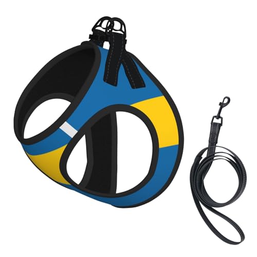 Hundegeschirr und Leine mit schwedischer Flagge, reflektierend, verstellbar, Welpenweste für kleine, mittelgroße und große Hunde, Katzen Hundegeschirr und Leine mit schwedischer Flagge, reflektierend, verstellbar, Welpenweste für kleine, mittelgroße und große Hunde, Katzen von GaxfjRu