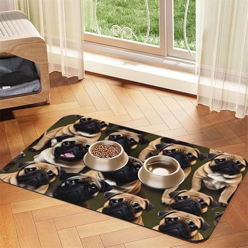 Imagen De Pug-Standard-Aufdruck, Haustierfuttermatte, saugfähig, rutschfest, PU-Leder, Futtermatte für Hunde und Katzen, Gummiunterseite Imagen De Pug-Standard-Aufdruck, Haustierfuttermatte, saugfähig, rutschfest, PU-Leder, Futtermatte für Hunde und Katzen, Gummiunterseite von GaxfjRu