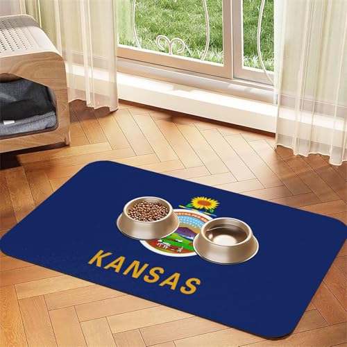 Kansas Haustierfuttermatte, saugfähig, rutschfest, PU-Leder, für Hunde und Katzen, Gummiunterseite Kansas Haustierfuttermatte, saugfähig, rutschfest, PU-Leder, für Hunde und Katzen, Gummiunterseite von GaxfjRu