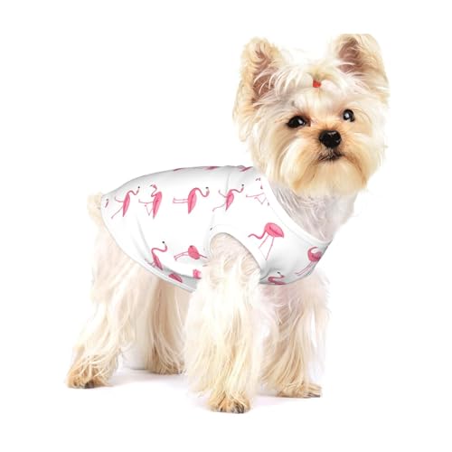 Leichtes Tanktop für Hunde, Flamingos auf weißem Druck, für kleine Hunde, dehnbare T-Shirts, ärmellose Weste Leichtes Tanktop für Hunde, Flamingos auf weißem Druck, für kleine Hunde, dehnbare T-Shirts, ärmellose Weste von GaxfjRu