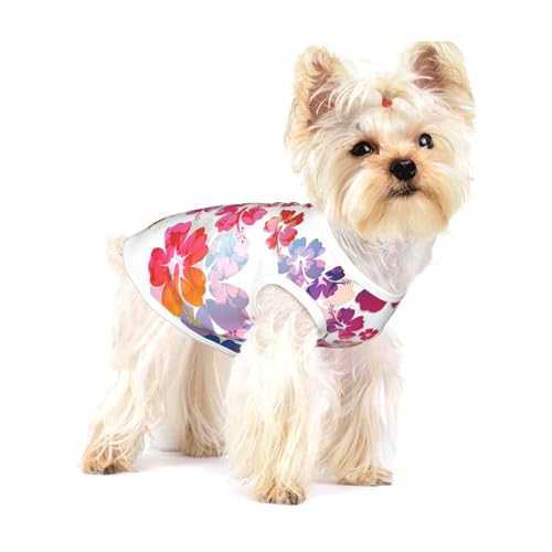 Leichtes Tanktop für Hunde, Hawaii-Blumendruck, für kleine Hunde, dehnbar, ärmellos Leichtes Tanktop für Hunde, Hawaii-Blumendruck, für kleine Hunde, dehnbar, ärmellos von GaxfjRu