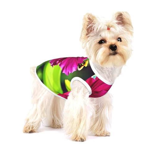 Leichtes Tanktop für Hunde, Hibiskusblumen-Druck, für kleine Hunde, dehnbar, ärmellos Leichtes Tanktop für Hunde, Hibiskusblumen-Druck, für kleine Hunde, dehnbar, ärmellos von GaxfjRu